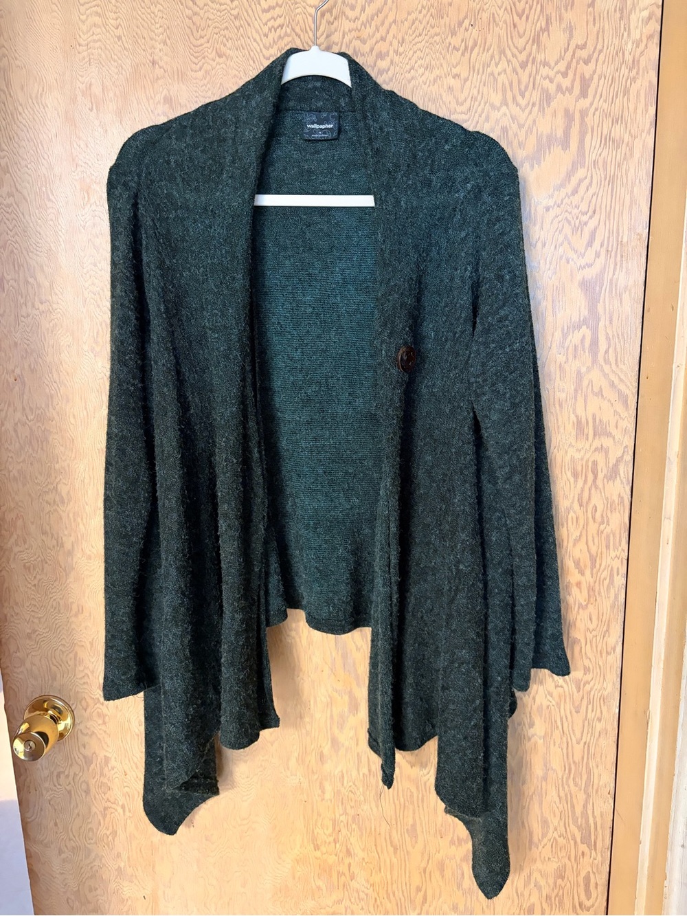 Wallpapher Dark Gray Draped Open-Front Cardigan